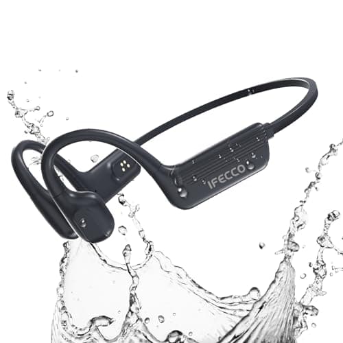 IFECCO Casque Conduction Osseuse Natation - IP68 Etanche Ecouteur Piscine Natation Bluetooth 5.4,Casque sans Fil avec Lecteur MP3 32 Go et Micro Intégré pour Le Sport,La Natation,La Course à Pied