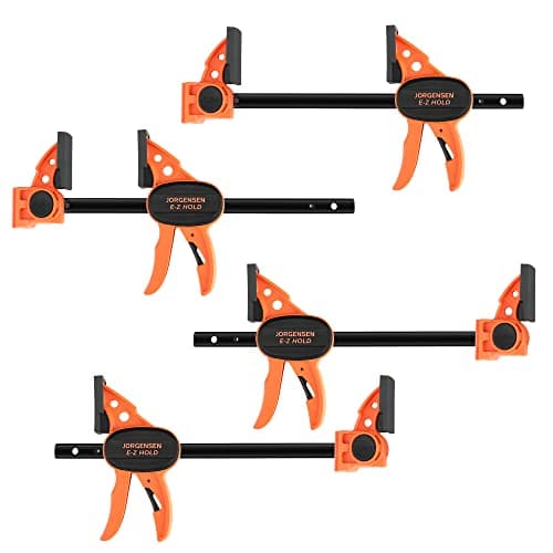 JORGENSEN Jeu de Serre-joint à une Main Légers 4 Pièces avec Libération Rapide, Largeur de Serrage 150/420mm, Force de Serrage Maximale 68kg