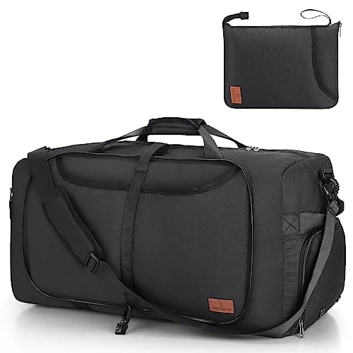 Vogshow Sac de Voyage 80L Grand Sac Pliable Weekender Sac de Nuit étanche Sac de Sport avec Compartiment à Chaussures pour Homme et Femme