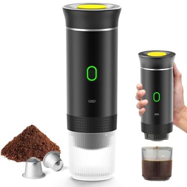 Pneterg 3 En 1 Cafetiere Expresso, Machine à Café Multi Capsules, 4 à 6 Minutes D'Auto-Chauffage, Petites Capsules, Grandes Capsules, Café Moulu, Cafetiere Portable Pour Bureau, Maison (noir)