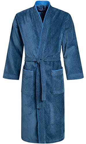 Morgenstern Sortie de Bain Homme Coton Éponge Taille XXL Bleu 2 Poches et Ceinture Doux, Absorbant et Confort