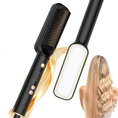 Brosse Chauffante, Brosse Lissante Pour Cheveux, Brosse Lissante, Brosse Chauffante Lissante 2 en 1 Avec Générateur Ionique Et Miroir Intégré, 6 Réglages De Température