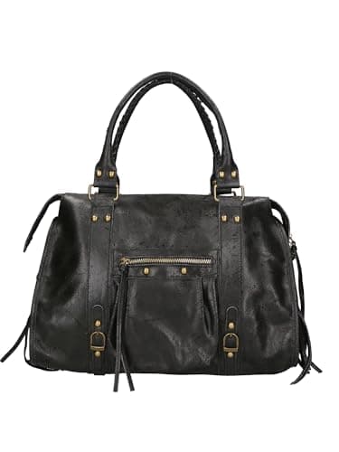 Gave Lux Sac à bandoulière pour femme. Produit artisanal. Matériau extérieur : cuir véritable. Fabriqué en Italie. GLX220609023FBG-PARENT. 41 x 28 x 13 cm, Noir