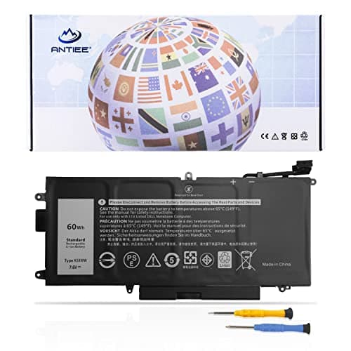 ANTIEE 7.6V 60Wh K5XWW Laptop Batterie Compatible with Dell Latitude 5289 7389 7390 E5289 P29S001 P29S002 2-in-1 Series Notebook 6CYH6 71TG4 725KY J0PGR N18GG 7500mAh 4-Cell