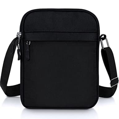 ENONEO Sac Bandoulière Hommes avec 5 Pockets, Petit Sacoche Bandoulière Homme et Femme pour Voyage Randonnée et Sports,Noir