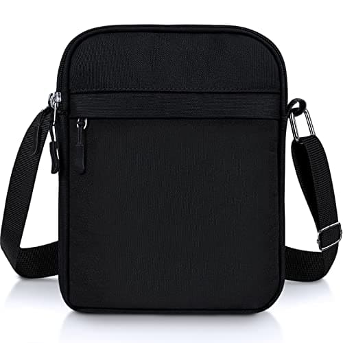 ENONEO Sac Bandoulière Hommes avec 5 Pockets, Petit Sacoche Bandoulière Homme et Femme pour Voyage Randonnée et Sports,Noir