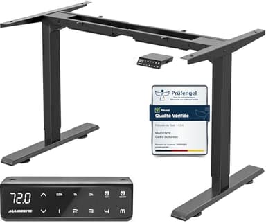 MAIDeSITe Bureau Assis Debout à 2 Étages avec 2 Moteurs réglable en Hauteur avec 4 Claviers à Mémoire Automatique Cadre de Bureau Electrique (Noir)