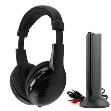 QJIRZB Casque pour TV Hi-Res 5 en 1 Casque sans fil Hi-Fi RF Bluetooth Casque avec micro pour TV, jeux vidéo, DVD, PC