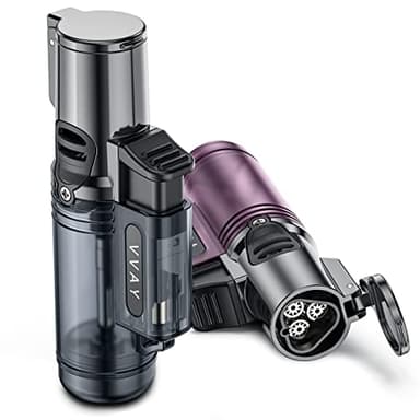 Lot de 2, VVAY Briquet Tempete Gaz Rechargeable, 3 Jet Flammes (Gaz Non Inclus)