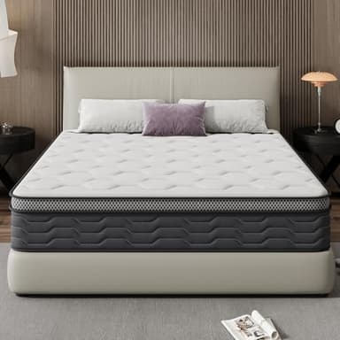 DEWINNER Matelas 120x190 Épaisseur 25 cm, Matelas de Lit d'adulte,Matelas à Ressorts Ensachés et à Mémoire de Forme, Dureté Moyenne, Matelas 7 Zones, Soutien Parfait, Respirant (120x190x25)