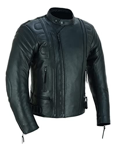 Blouson de moto en cuir blindé CE pour homme MBJ-08A, Noir , L