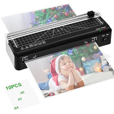 Plastifieuse, Plastifieuse thermique A4, 70S à réchauffement rapide avec coupe-papier intégré, Plastifieuse personnelle portable avec A4 A5 A6 Pochettes pour la maison/bureau/école
