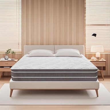 Matelas 140x190 - Ép 25 cm, Mousse à Mémoire de Forme et Ressorts Ensachés - Certifié Oeko-TEX - 7 Zones Ergonomique - Moyenne Ferme - Respect de la Peau - Respirant - Anti-acariens - Sommeil Profond