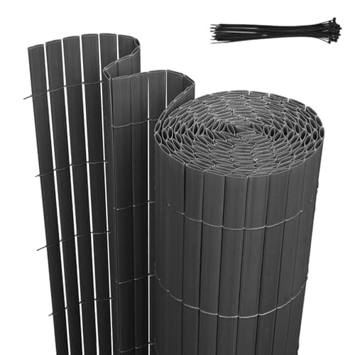 Jaxguom Brise-vue en PVC - 90 x 400 cm - Avec trois renforts nervures et serre-câbles - Protection contre le vent - Résistant aux intempéries - Pour clôture, jardin, terrasse - Anthracite