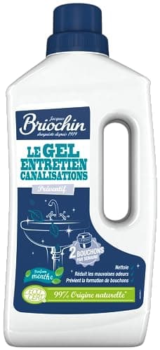 JACQUES BRIOCHIN - Gel entretien canalisations - Usage préventif - Nettoie, Réduit les mauvaises odeurs - Prévient la formation de bouchons - Parfum Menthe - 99% origine naturelle - Ecocert - 900L