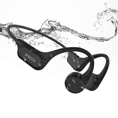 IFECCO Casque Conduction Osseuse Natation - IP68 Etanche Écouteur Natation Bluetooth 5.3,Casque sans Fil avec Lecteur MP3 32 Go et Micro Intégré pour La Course à Pied,Le Cyclisme Piscine