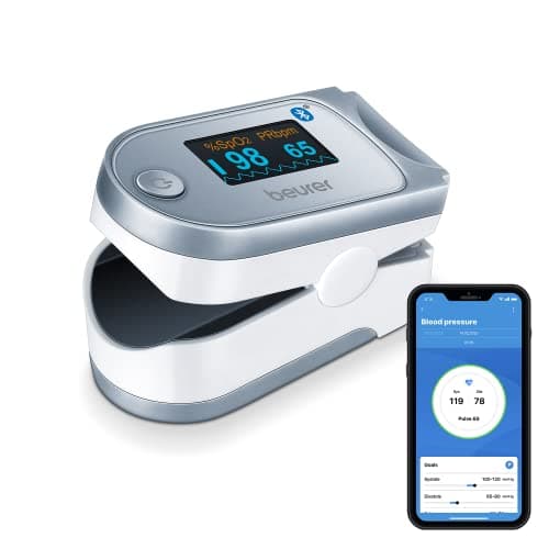 Beurer PO 60 Oxymètre de pouls avec Bluetooth, détermination de la saturation artérielle en oxygène dans le sang