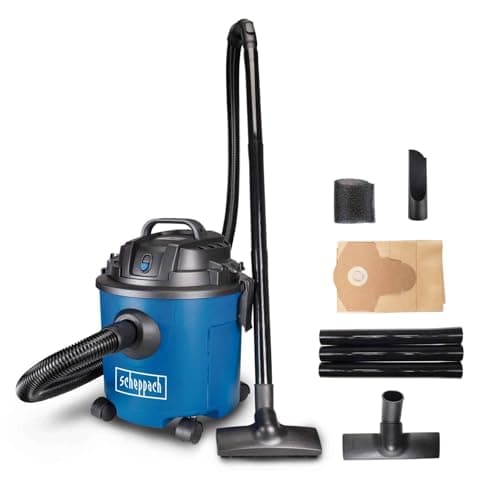 Scheppach Aspirateur Eau et poussière NTS16 | 1200W | Multi-usages | Cuve de 16L | 17000Pa de Puissance d'aspiration | Fonction Soufflerie | Sac collecteur, Filtre en Mousse et suceurs Inclus