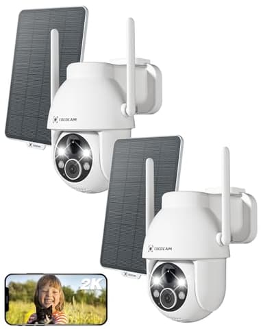 COCOCAM 2PCS 2K Camera Surveillance WiFi Exterieure sans Fil sur AI Détection Humaine, Vision Nocturne Couleur, Audio Bidirectionnel, 2.4GHz WiFi, Cloud