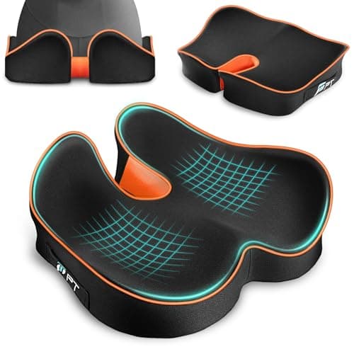 POOTACK Coussin Coccyx, Coussin Chaise Bureau, Coussin de Siège Ergonomique pour Bureau et Voiture, Soulager La Douleur Sciatique, Coussin Chaise avec Housse Lavable