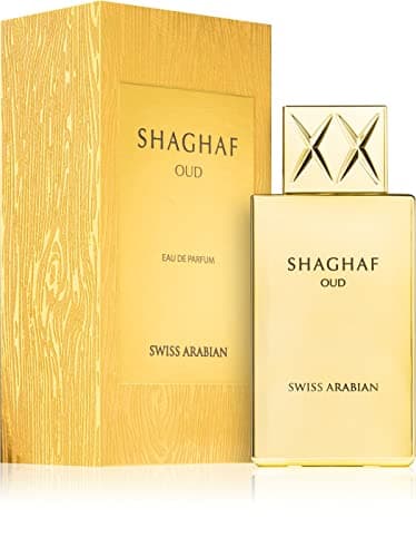 Swiss Arabian Shaghaf Oud Eau de Parfum Unisexe 75ML - Un mélange de fragrances luxueuses de Safran, Oud, Rose, Praliné et Vanille - Un parfum oriental audacieux et intemporel