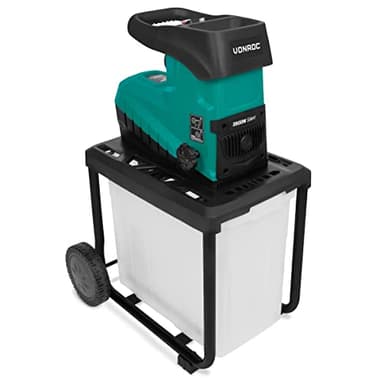 VONROC Broyeur de Végétaux 2800W - Moteur Silencieux - Diamètre Maximal des Branches 45 mm - Rouleaux de Coupe Réglable - Bac de Récupération 60 L Inclus