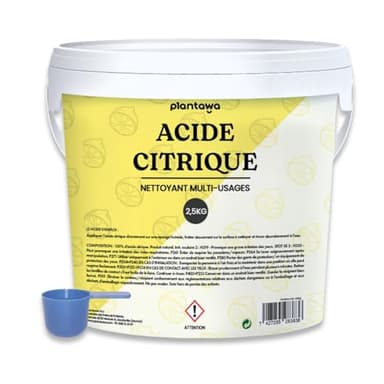 PLANTAWA Acide Citrique Powder 2,5kg | Acide citrique poudre menager pour la cuisine, la salle de bain et le jardin | 100% pur et polyvalent. Nettoyant universel
