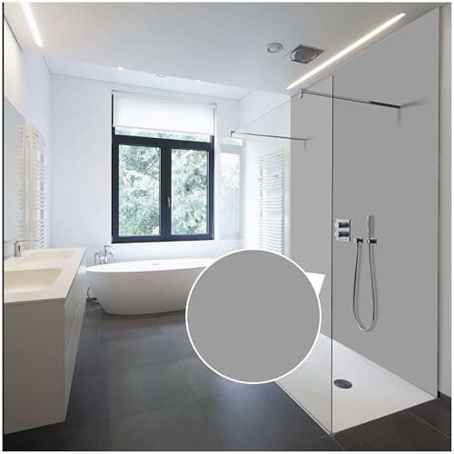 WALLando - Panneau de douche premium/Panneau mural de salle de bain - Revêtement de douche/Revetement mural - Panneau plastique PVC - Gris clair - (200 x 100 cm)