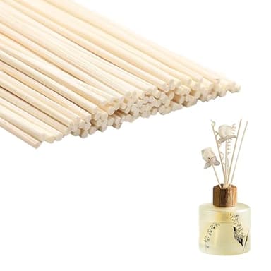 50 Pcs Bâtons Diffuseur Roseau, Batonnets Diffuseur Parfum, Recharge Diffuseur Bâtonnet pour Cuisine, Bain, Salon, Couleur Naturelle (25cm*3mm)