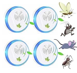 Anti Moustiqueé, Répulsif Ultrason Souris Version pour moustiques, Souris, Fourmis, Mouches, araignées, cafards-Professionnel et Efficace (4 Paquets)
