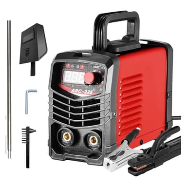 Helangel Poste a Souder ARC 220V 225A, machine à souder électrique portable IGBT avec écran digital LCD pour les soudeurs et la maintenance de divers équipements (Rouge)