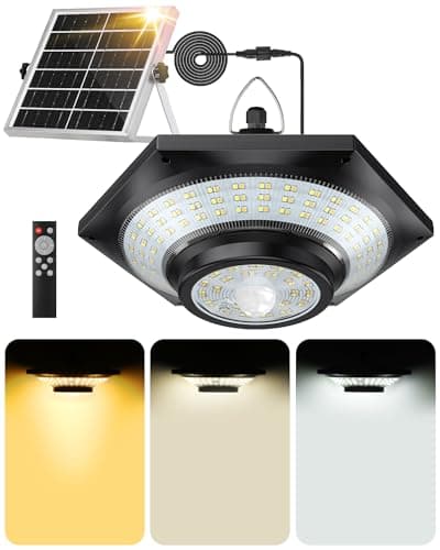FabStyl Lampe Solaire Interieur Extérieur Avec 228LED 4000LM, 5 Modes Détecteur de Mouvement, 3 Températures de Couleur Lumiere Solaire Exterieur 4400mAh Batterie Pour Chemin Jardin Pergola Garage