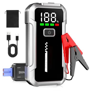 Booster Batterie Voiture 4000A Démarreur Voiture (jusqu'à 8L Essence ou 6L Diesel) Jump Starter 12V avec Lumière LED Pince Intelligente Écran LCD Protection Multiple pour 12V Auto Moto SUV Camion