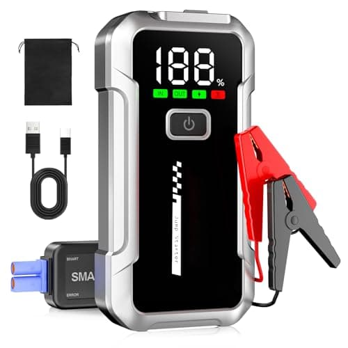 Booster Batterie Voiture 4000A Démarreur Voiture (jusqu'à 8L Essence ou 6L Diesel) Jump Starter 12V avec Lumière LED Pince Intelligente Écran LCD Protection Multiple pour 12V Auto Moto SUV Camion