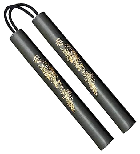 Fayscingo Nunchaku en Mousse Rembourré Éponge Légère Cordon Nunchucks Arts Martiaux Nunchakus pour Enfants et Débutants (Noir)