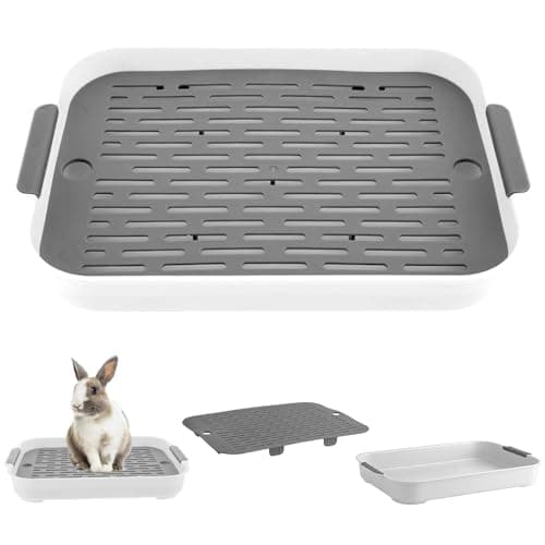 Petit Animal Toilette, Boîte Litière Pour Lapin et Petits Animaux, Pot d'Entraînement Pour Cochons d'Inde/Furets (Gris)