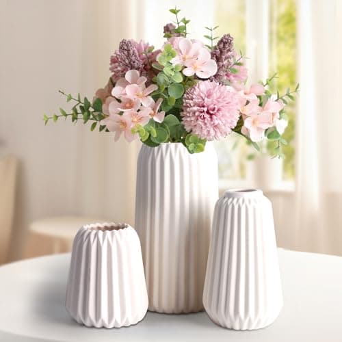 Otauoaea Lot de 3 Vase Decoratif, Vases Fleur Petit Vase Decoration Maison Vase Céramique de Style Nordique, Décoration Salon de Style Minimaliste bohémien Moderne pour Les Fleurs Fraîches et Séchées