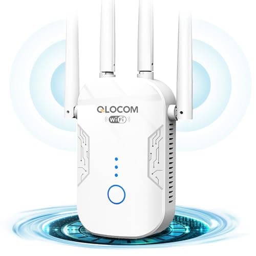 QLOCOM 2025 Nouveau Répéteur WiFi Puissant 1200Mbps, Amplificateur WiFi Puissant sans Fil Double Bande 5GHz & 2.4GHz WiFi Booster avec WPS, Compatible avec Toutes Les Box Internet
