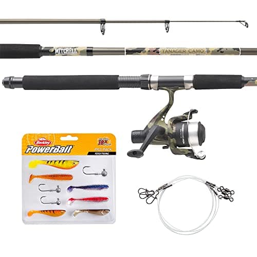 Mitchell Tanager Camouflage kit Complet Canne et Moulinet avec Fil et leurres prêt à pêcher Le Sandre, Le brochet et la Perche, la pêche au prédateur. Disponible en kit de Voyage télescopique. 2.1m