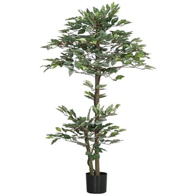 Outsunny Arbre Artificiel Plante Artificiel ficus Hauteur 1,5 m Tronc Branches Liane Lichen Feuilles Grand réalisme Pot Inclus