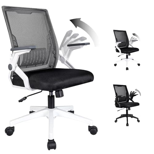 Higliocas Chaise de Bureau Ergonomique: Fauteuil Bureau Confortable avec Support Lombaire - Siège d'ordinateur Pivotante en Maille Respirante avec roulettes et Accoudoirs Réglables (Blanc)