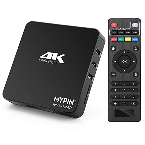 Lecteur Multimédia 4K, MYPIN HD Media Player TV HDMI Soutien 8TB HDD/Clé USB 256G /Carte SD et Sortie HDMI/AV pour HDTV/PPT MKV AVI MP4 H.265
