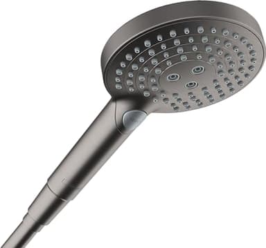 hansgrohe Raindance Select S Pommeau de douche, douchette 3 types de jet (PowderRain inclus), pommeau de douche rond (diamètre 120 mm), avec fonction anti-calcaire, noir brossé chromé
