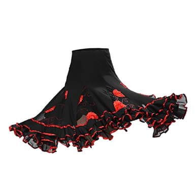 Sharplace Jupe Flamenco Ballroom Danse Robe Jupe Courte Vêtement Déguisment Femme, Rouge