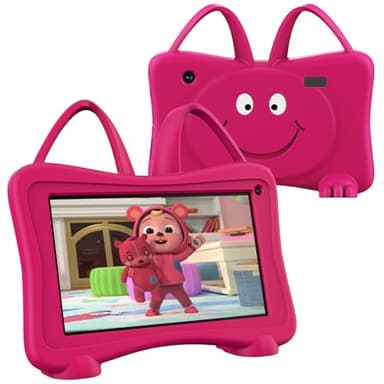 Tablette Enfants 7 Pouces Android Tablette éducative Enfant Applications Pré-Installé 32 GO ROM 64 GO Extension, Tablette pour Enfant avec Kid-Proof Étui WiFi Double caméra Contrôle Parental