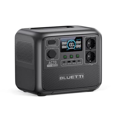 BLUETTI Station Électrique Portable AC70, Batterie LiFePO4 768Wh avec 2 Prises CA 1000W (2000W Pic), Port USB Type-C de 100W, Le Produit n'a Pas été Utilisé (Reconditionné)