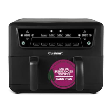 Cuisinart XXL Air Fryer Dual-Zone, Sans PFAS, Cuisson sans produits chimiques, Air Fry, Rôti, Gril, Patisserie, Déshydratation, Max Crisp, et Garder au chaud, Tiroirs doubles, 2 x 5.2L