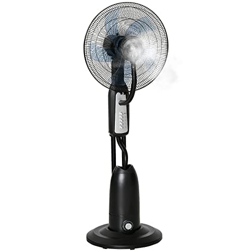 HOMCOM Ventilateur brumisateur sur roulettes - oscillant silencieux 90 W - 3 vitesses - dim. Ø 44 x 120H cm noir gris