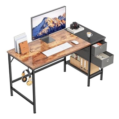 HOMIDEC Bureau d'ordinateur,Table avec tiroirs pour écriture et étude pour la Maison avec étagères de Rangement, postes de Travail pour Bureau à Domicile Chambre