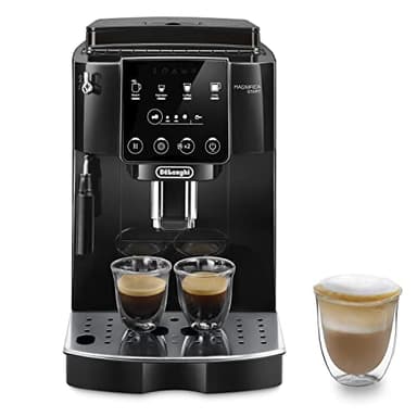 De'Longhi Magnifica Start ECAM222.20B, Machine à Café Automatique avec Buse à Lait, Machine à Espresso à Grains avec 4 Recettes Personnalisées, Panneau de Commande Soft-Touch, 1450W, Noir
